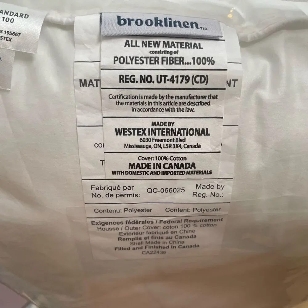 New Brooklinen Down Alternative Pillow Mid-Plush 100 Hypoallergenic 20x26 Soft